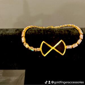 Titanium Gold Bracelet For Women With Sparkling Stones